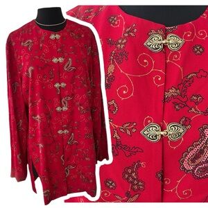 Vintage R & M Richards by Karen Kwong Asian inspired paisley tunic top size 14